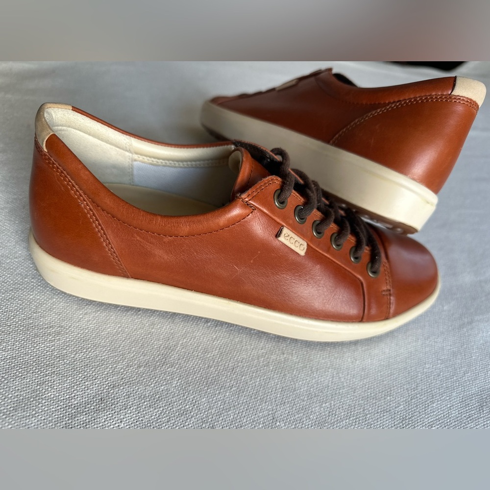 NWT ECCO Soft 7 Cognac Leather Sneakers | Women’s 39 (8-8 1/2) - Picture 4 of 10